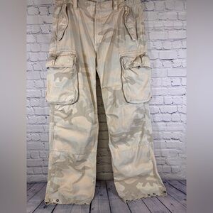 Vintage Gap Sand Camo Y2K Loose Fit Big Pockets Military Cargo Pants 35x32